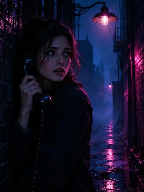 ai短剧《雨夜来电：第七秒的真相》封面，悬疑题材短剧