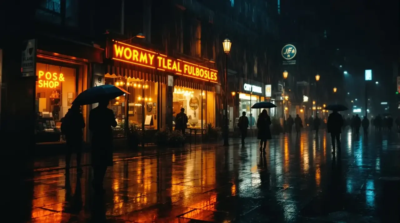 ai短剧《夜色迷城：总裁的独家偏爱》城市夜景主视觉，甜宠题材短剧